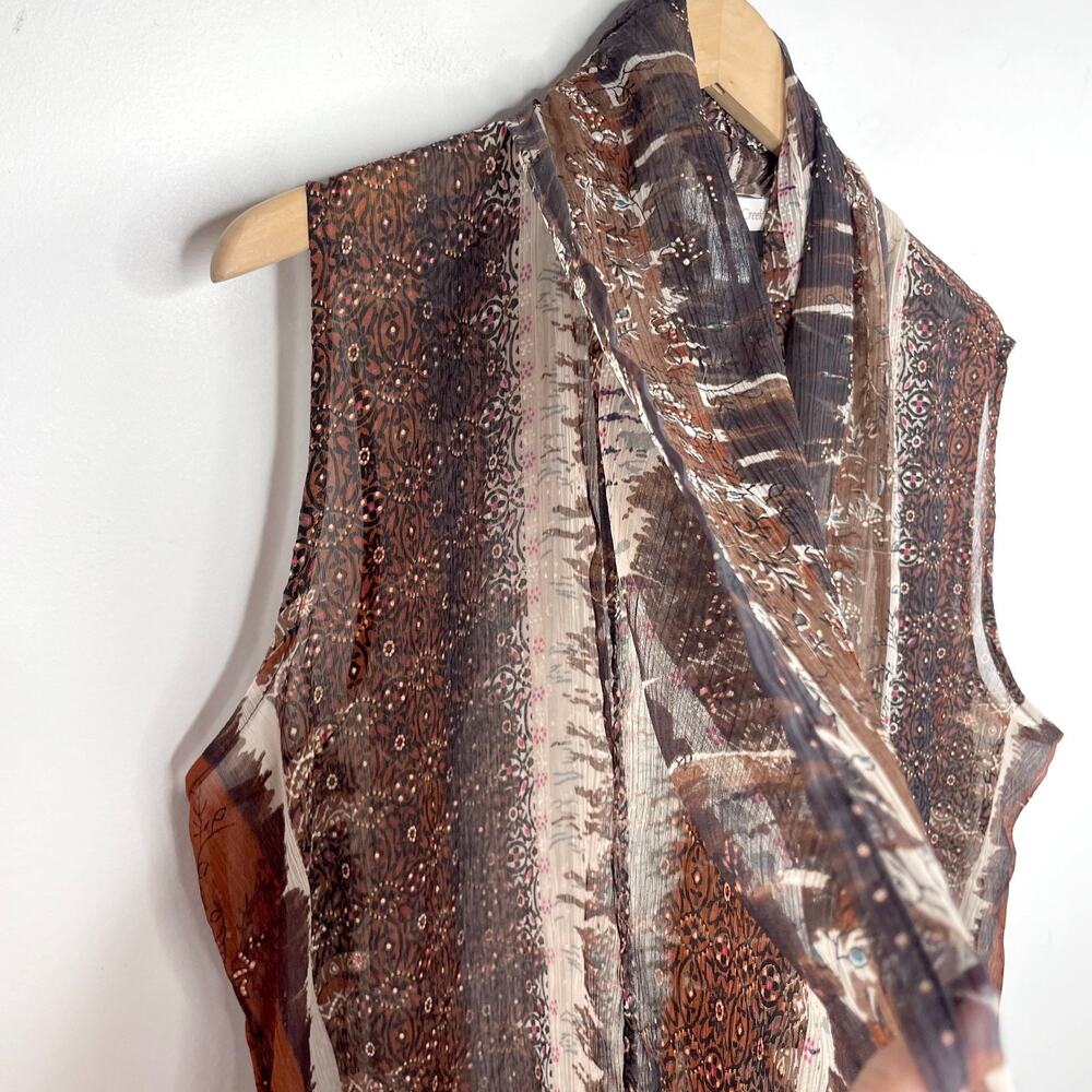 Vintage Y2K‎ Coldwater Creek Sheer Kimono Top Brown Fairy Grunge Earthy Flowy - Picture 4 of 9